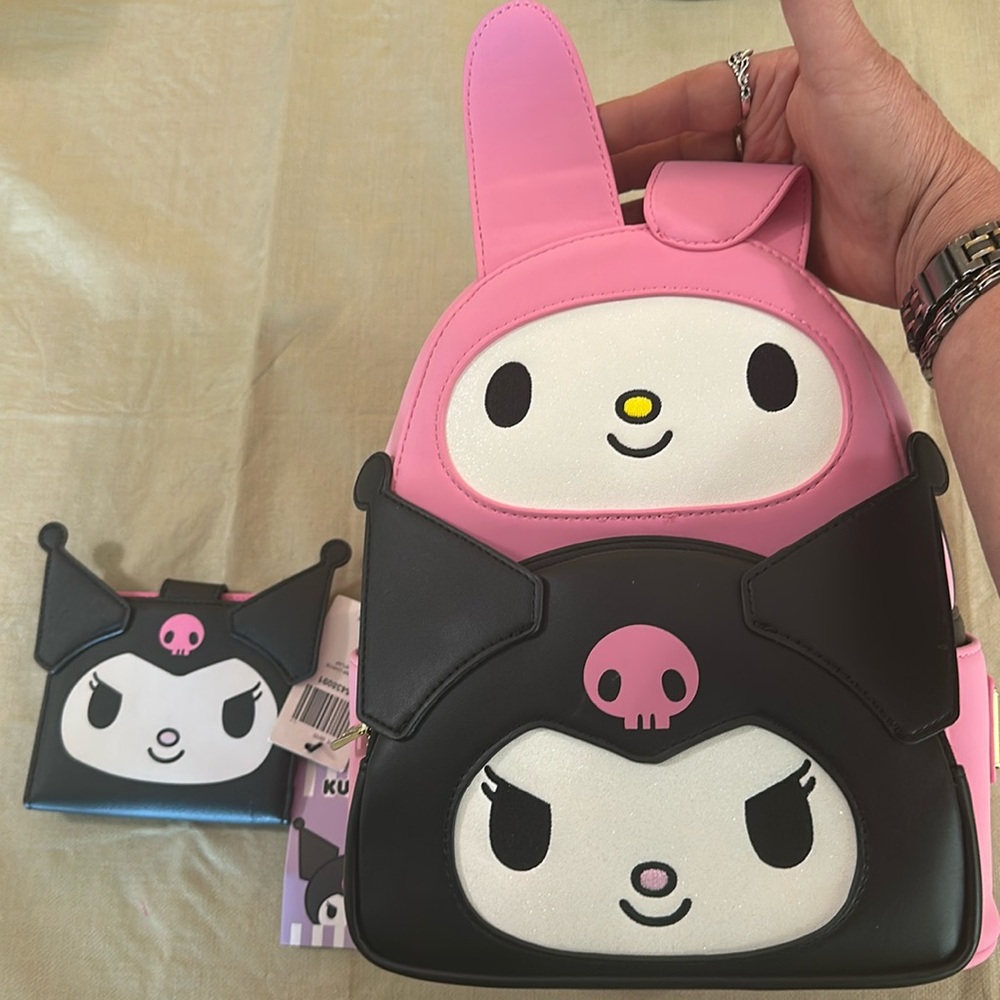 Sanrio My Melody & Kuromi Loungefly mini backpack with wallet NWT